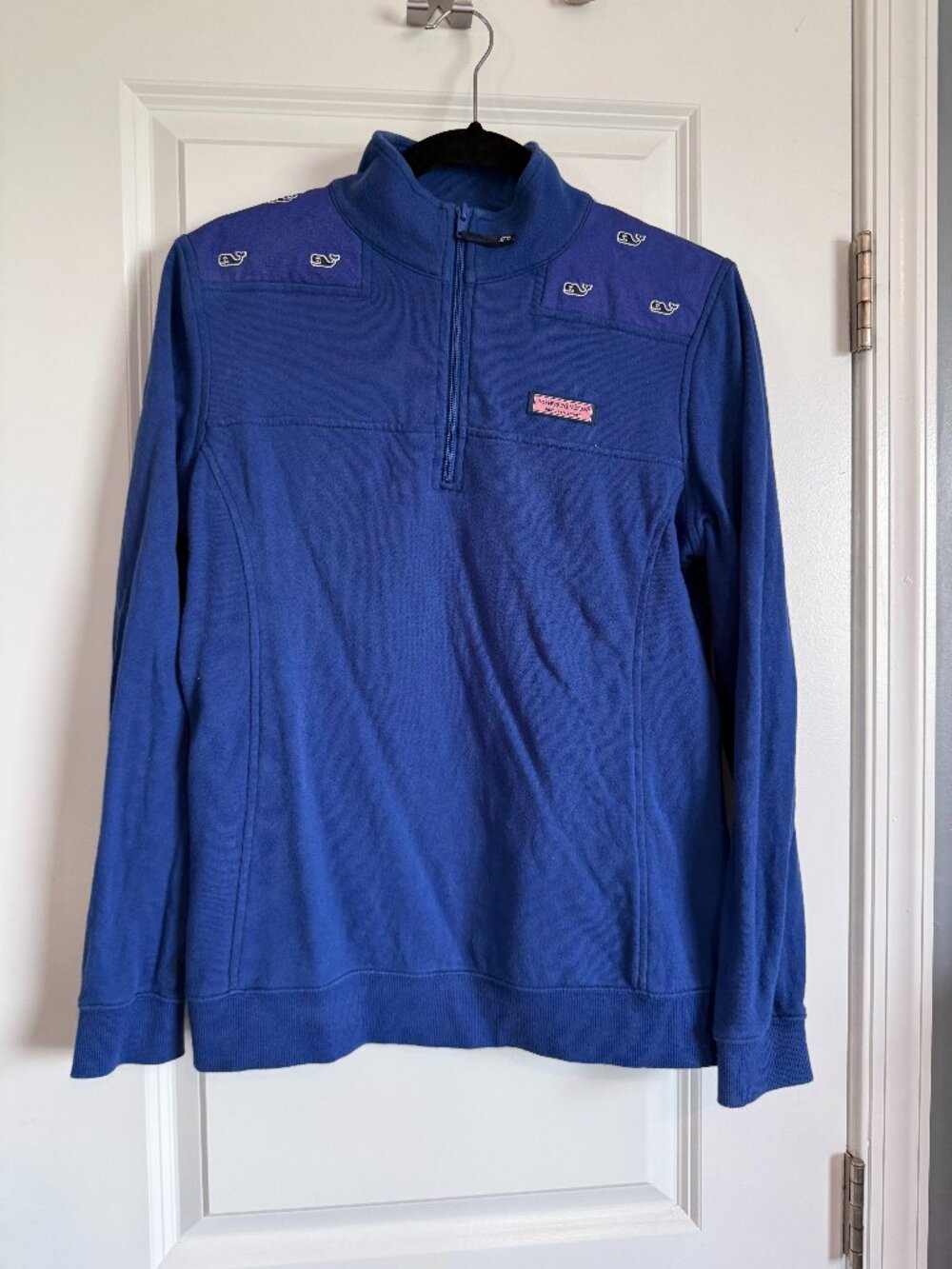 Vineyard Vines Blue Whale Logo Quarter Zip Shep Sweatshirt Mens SZ-S